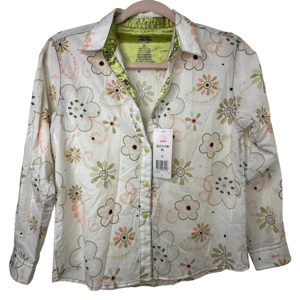Youth XL 20X Western Floral Button Up Shirt NWT Retro Y2K Boho Top Cottage Y2k